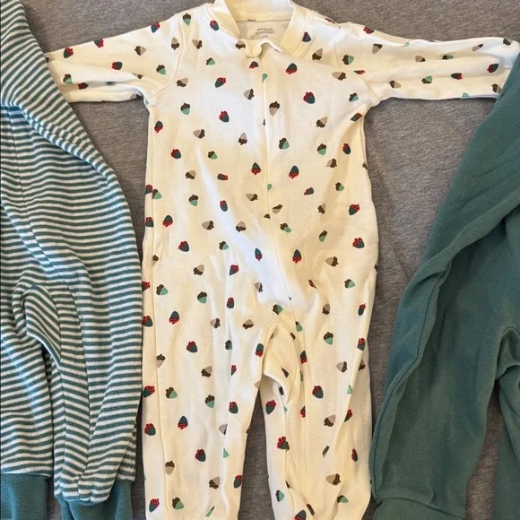 Amazon Essentials Footless Sleeper Romper Set Unisex Boy Girl Green 6 Months - Picture 4 of 5